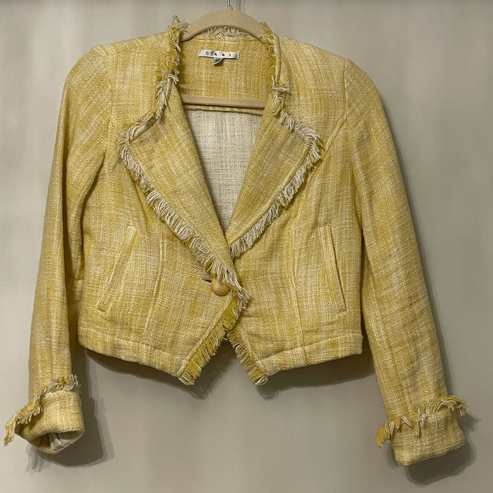 Yellow/white tweed blazer. Very good condition.